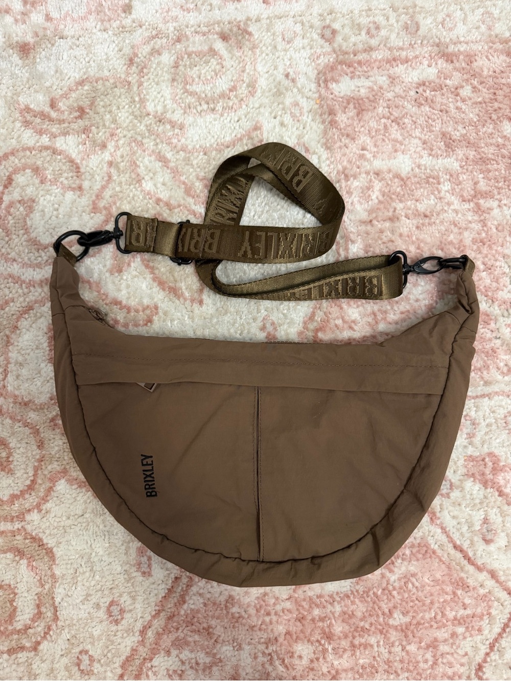 Brixley Mocha Crescent Crossbody Bag with strap